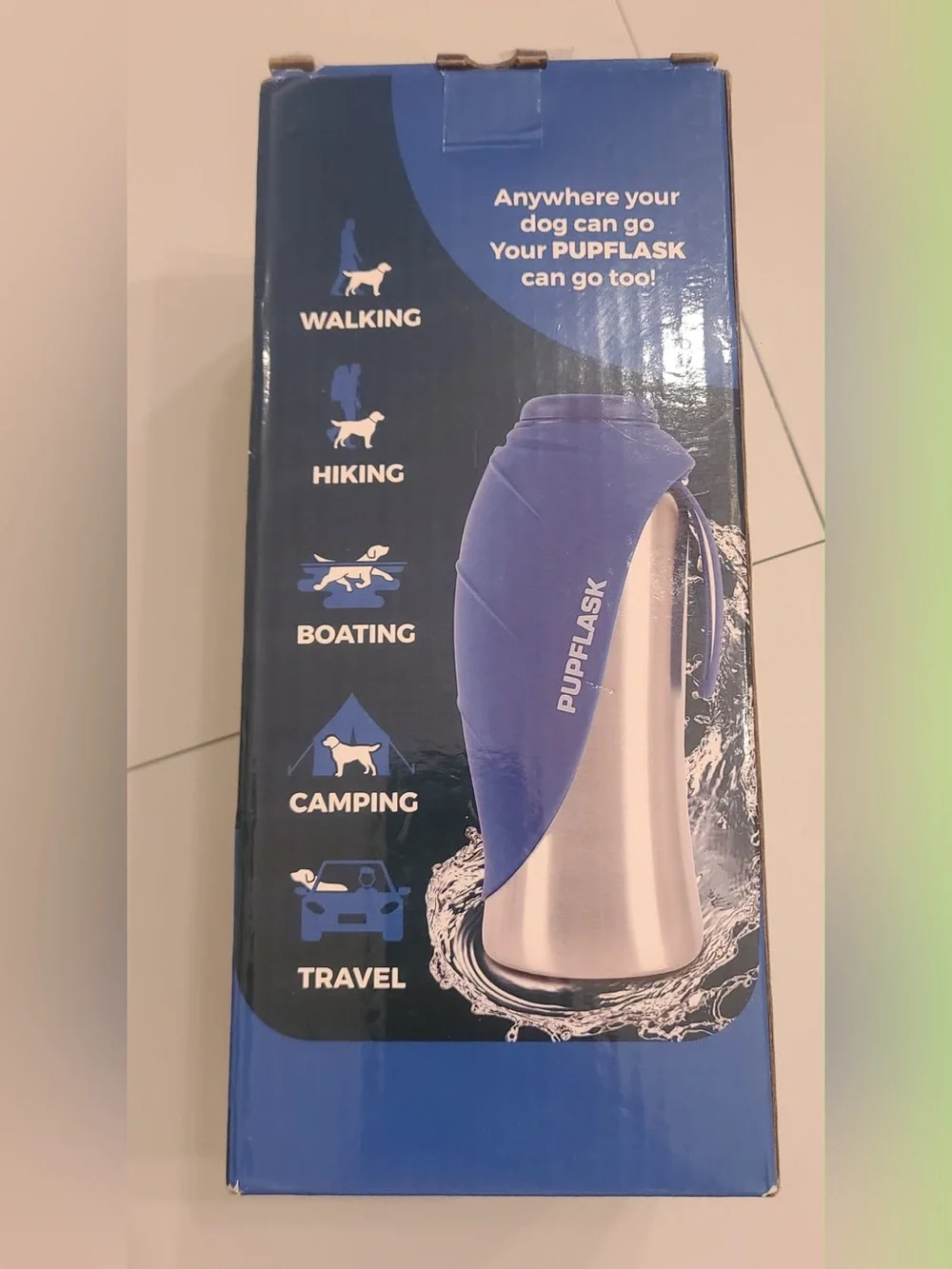 PupFlask Stainless Steel Dog Water Bottle - Blue 27oz
